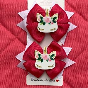 Unicorn Handmade Hair Bow Set
